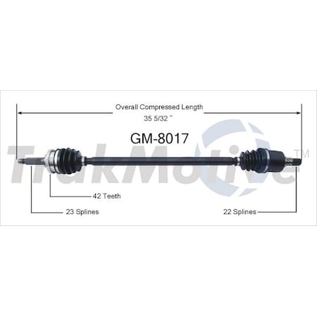 Surtrack Axle Cv Axle Shaft, Gm-8017 GM-8017